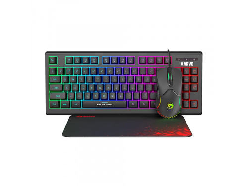 MARVO Scorpion CM310 BLACK 3-in-1 Gaming Combo 87 Key Keyboard - 3200 dpi 7 Button Mouse - Mouse Pad 3color Keyboard - RGB Mouse - Anti Ghosting MODEL : CM310