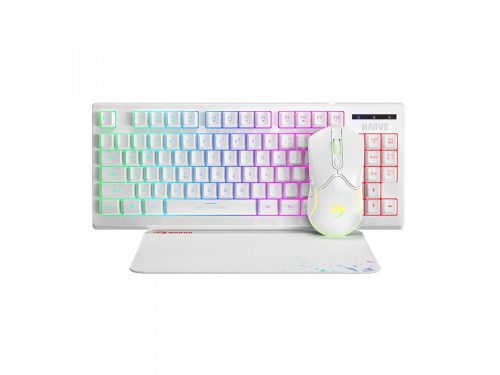 MARVO Scorpion CM310 WHITE 3-in-1 Gaming Combo 87 Key Keyboard - 3200 dpi 7 Button Mouse - Mouse Pad 3color Keyboard - RGB Mouse - Anti Ghosting MODEL : CM310WH