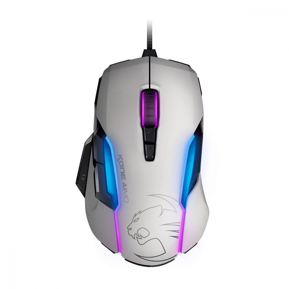 Roccat Kone Aimo White Edition Rgba Gaming Mouse 100dpi 4d Titan Wheel 32bit Arm Mcu Model Roc 11 815 We As Gamedude Computers