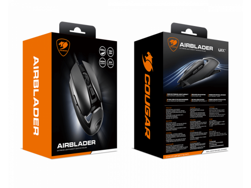 COUGAR AIRBLADER Extreme Lightweight Gaming Mouse 16000 DPI - 2000 Hz - 1.8meter USB Plug - 62gram MODEL : CGR-WONB-410M