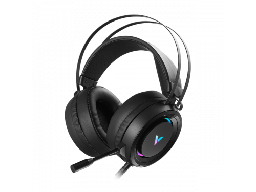 RAPOO VH500 Virtual 7.1 Illuminated RGB Glow Gaming Headsets Black - 16m Colour Breathing Light Hidden Noise-Cancelling Microphones 