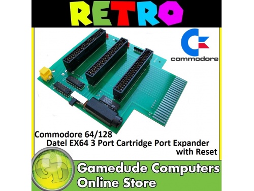 Commodore 64/128  Datel EX64 3 Port Cartridge Port Expander with Reset