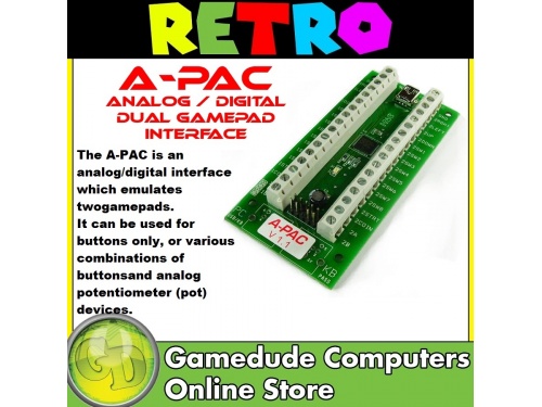 A-PAC with USB interface 32 Button analog/digital interface up to 4 pots.