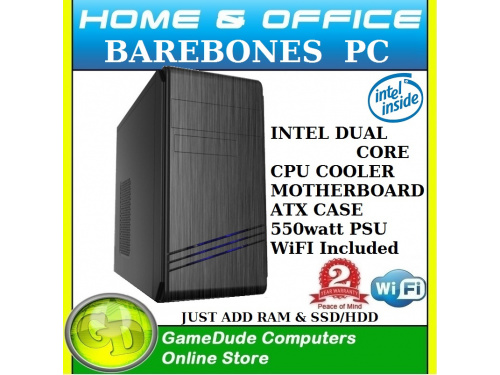 Barebones PC - INTEL DUAL CORE CPU - DDR4 Motherboard - Intel® UHD Graphics 610 - Case with 550watt PSU - WiFi Included