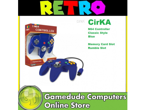 CirKA N64 Controller Classic Style BLUE MODEL : M05786-BU (813048012467)