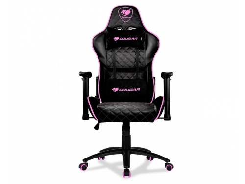 COUGAR ARMOR ONE EVA PINK GAMING CHAIR Black and Pink Recline High Density Foam Neck and Back Support