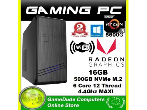 X GAMER RYZEN5 5600G 6-Core 12-THREAD 4.4GHz Gaming PC 16GB DDR4 ram 500GB NVMe SSD RADEON-7 GFX &lt;b&gt;Windows-10 or 11 2 Year WNTY&lt;/b&gt;