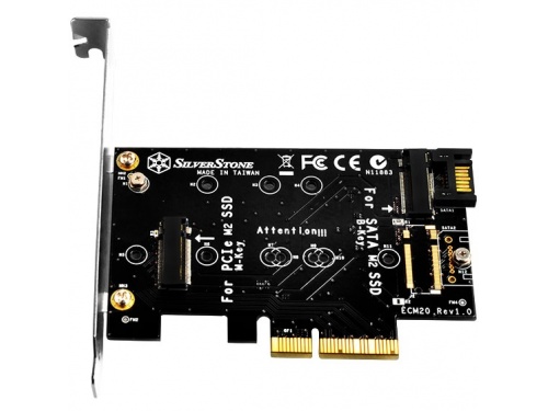 SILVERSTONE ECM20 DUAL M.2 to PCI-e x4 and SATA 3 Adapter Card - SST-ECM20