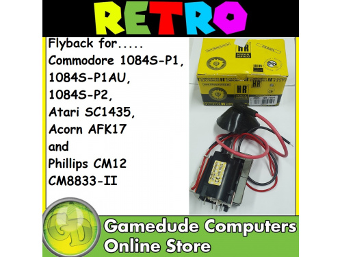 Flyback for Commodore 1084S-P1, 1084S-P1AU, 1084S-P2, Atari SC1435, Acorn AFK17 and Phillips CM12 CM8833-II --  Also P/Nos 4822 1401 0381, AT2079/37591 *7pins plus focus/screen earth.