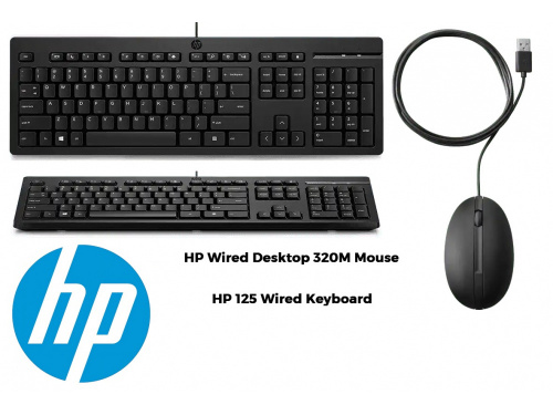 HP Keyboard and Mouse Bundle 1 x HP 125 Wired Keyboard 1 x HP Wired Desktop 320M Mouse