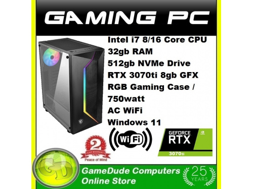 X GAMER INTEL i7 8-Core 16-THREAD 4.9GHz Gaming PC 32GB DDR4 ram 512GB NVMe SSD RTX-3070ti AC WiFi Windows-11 &lt;b&gt;2 Year WNTY&lt;/b&gt;