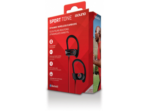 iSOUND Bluetooth SPORT TONE Dynamic Wireless Earbuds - Mic - Music Control - Lightweight - RED (845620056224)  ITEM # : ISOUND-5622 