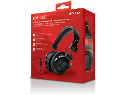 iSOUND HM-260 Stereo Headphone with Inline MIC BLACK (845620055210)  ITEM # : DGHM-5521