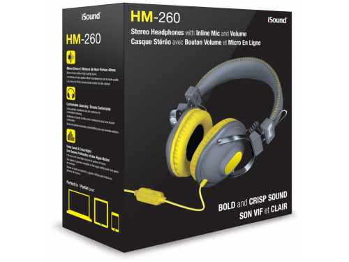 iSOUND HM-260 Stereo Headphone with Inline MIC YELLOW (845620055234)  ITEM # : DGHP-5523