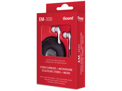 iSOUND EM-300 Stereo Earbuds + Microphone WHITE (845620057139)  ITEM # : DGHP-5713