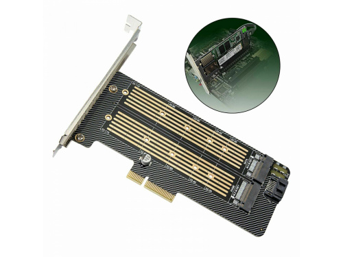 M.2 DUAL Card - M.2 NVME to PCI Express X4 and M.2 NGFF to Computer SATA Adapter Card
