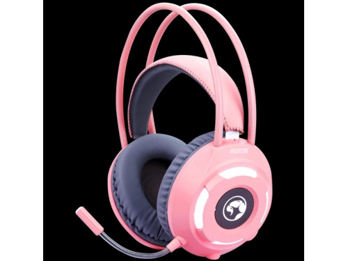 MARVO Scorpion HG8936 PINK Gaming Headset 50mm Driver - 2m Cable - White LED USB Powered MODEL : HG8936 PINK