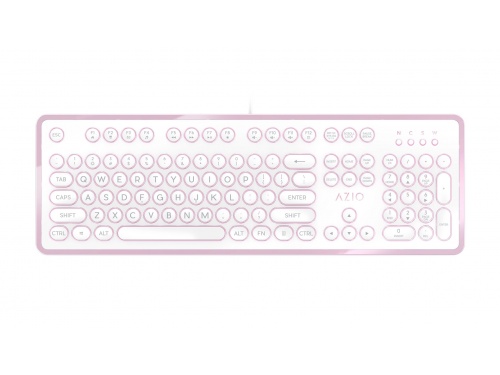 AZIO MK RETRO Pink / White &lt;b&gt;Typewriter Inspired Mechanical Keyboard&lt;/b&gt; MK-RETRO-07 Blue Switch