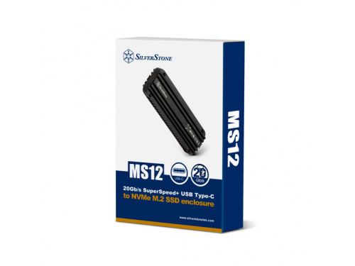 SilverStone MS12 M.2 NVMe external SSD Enclosure with USB 3.2 Gen 2x2  TYPE-C  MODEL : SST-MS12 (BLACK)