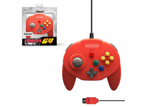 Retro-Bit N64 Tribute 64 Wired Controller - Red MODEL : RB-N64-0772  (849172010772) 
