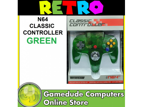 TEKNOGAME N64 CLEAR GREEN Classic Controller MODEL : N4904  (722267833657)