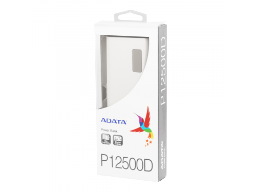 ADATA P12500D 12500mAh PowerBank Digital Display - DC 5V / 2.1A max. (Type-A USB) MODEL: AP12500D-DGT-5V-CWH (WHITE)