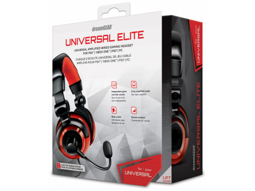 DreamGEAR Universal ELITE wired Gaming Headset RED Cross Platform PS4 - XBOX ONE - PS3 - PC - SWITCH (845620025718)  ITEM # : DGUN-2571