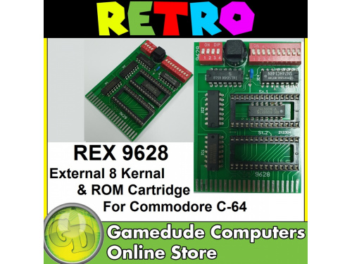 COMMODORE 64/128 REX 9628 EXTERNAL 8 KERNAL &amp; ROM CARTRIDGE 