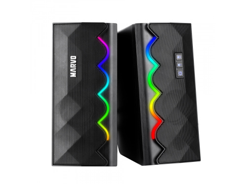 MARVO Scorpion SG-269 2.0 USB Powered Speakers Rainbow LED - 3.5mm Audio Jack - 1.2meter cable Wireless Bluetooth MODEL : SG-269  