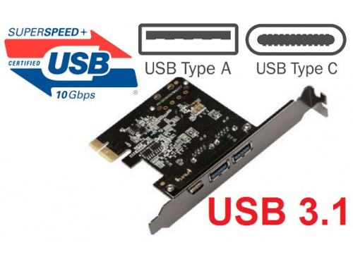 PCI-E 2x USB Type-A 1x USB-C TYPE-C 3.1 Card