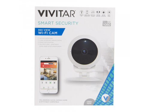 VIVITAR Smart Security Full HD 1080P WiFi Camera 360 Wide Angle - Digital Pan/Tilt and Zoom - Support for IOS, ANDROID, ALEXA, GOOGLE HOME