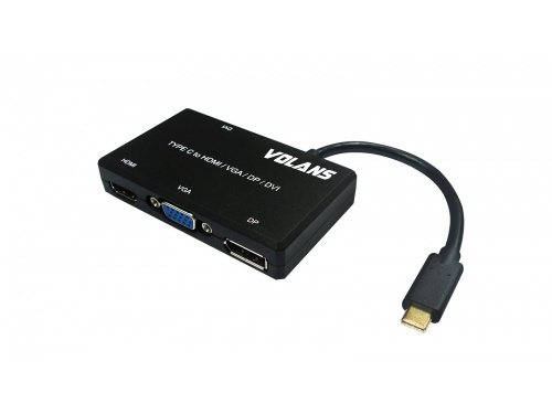 Volans 4 IN 1 – TYPE C to HDMI / VGA / DP / DVI Converter VL-UCHDVP