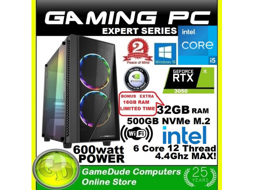 X GAMER i5 6-Core 12-THREAD 4.4GHz Gaming PC 32GB DDR4 ram 500GB NVMe SSD RTX-3050 Windows-10/11&lt;b&gt; 2 Year WNTY&lt;/b&gt;
