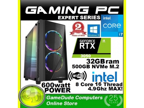 X GAMER i7 8-Core 16-THREAD 4.9GHz Gaming PC 32GB DDR4 ram 500GB NVMe SSD RTX-3050 Windows-10/11&lt;b&gt; 2 Year WNTY&lt;/b&gt;