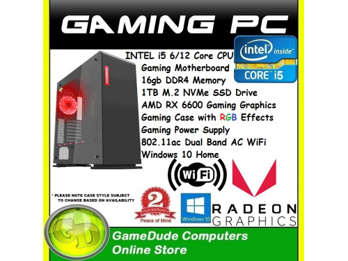X GAMER Intel i5 6-Core 12-THREAD 4.6GHz Gaming PC - 16GB DDR4 ram - 1TB NVMe SSD - RX-6600 Graphics - AC WiFi &lt;b&gt;Windows-10 2 Year WNTY&lt;/b&gt;