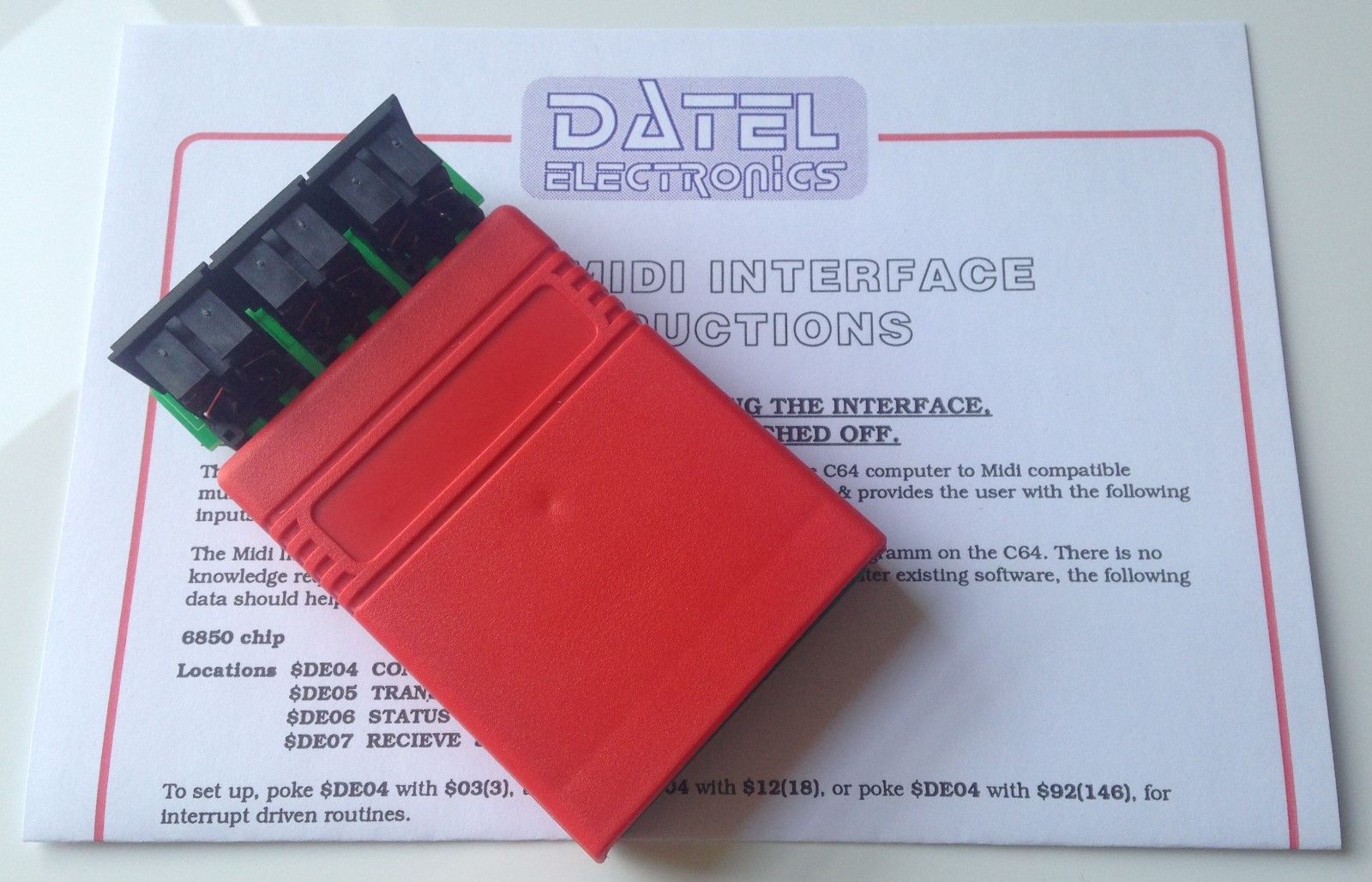 midi-1 Datel MIDI Interface Cartridge with instructions for Commodore 64/128